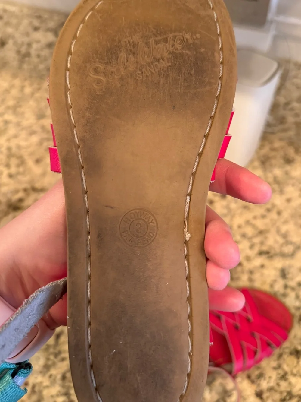 Red Strappy Leather saltwater Sandals size 3